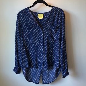Anthropologie Maeve bird print blouse. Sz 0